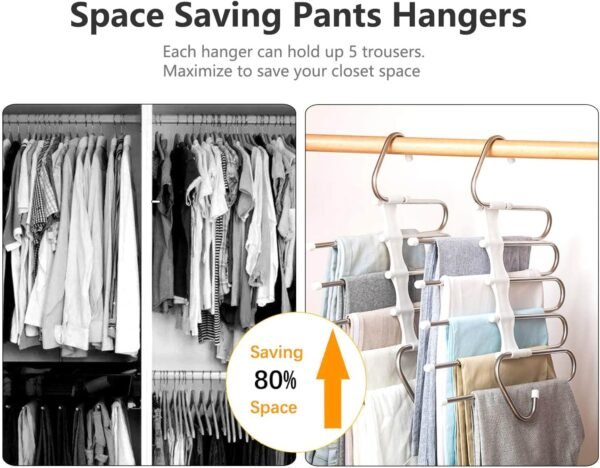 2-Pack Space-Saving Pants Hangers Organizer - Image 2