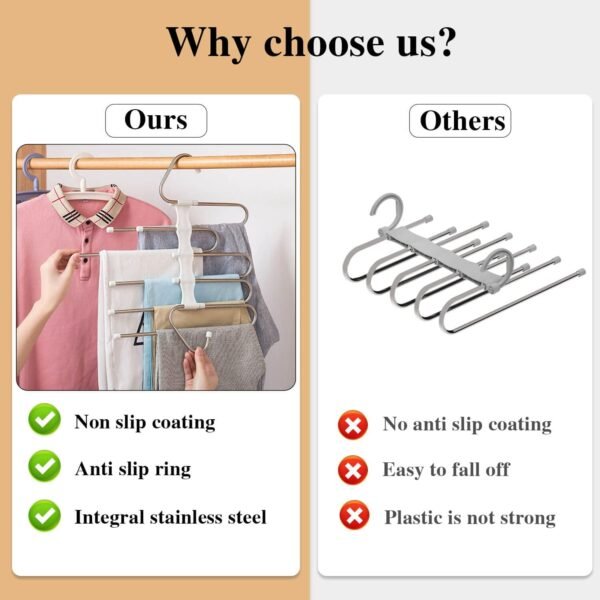 2-Pack Space-Saving Pants Hangers Organizer - Image 3