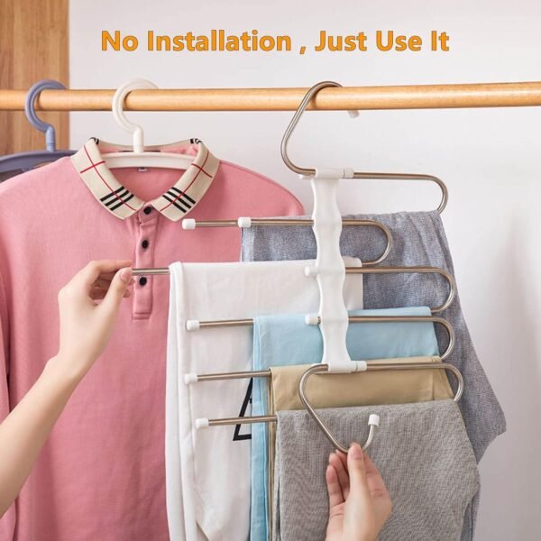 2-Pack Space-Saving Pants Hangers Organizer - Image 5
