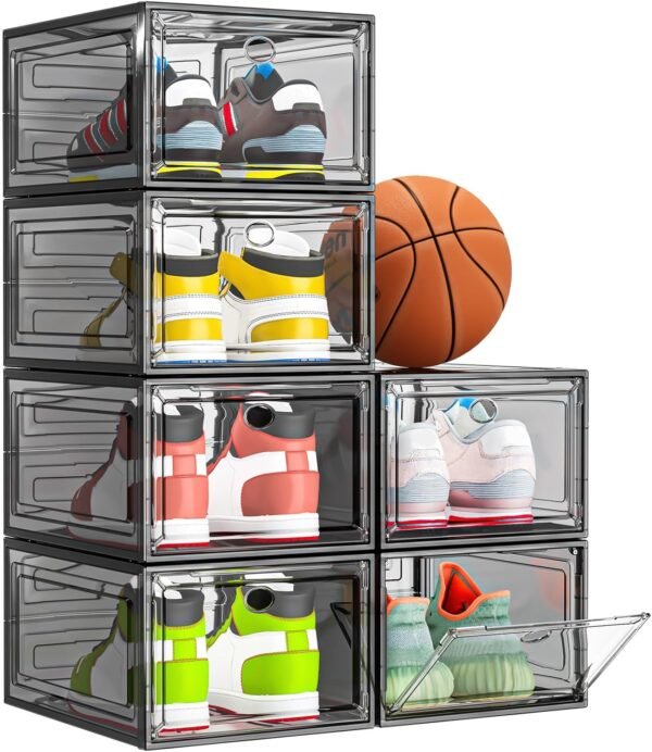 Clear Stackable Shoe Organizer, 6-Pack