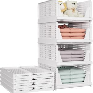5-Pack Stackable Foldable Storage Baskets