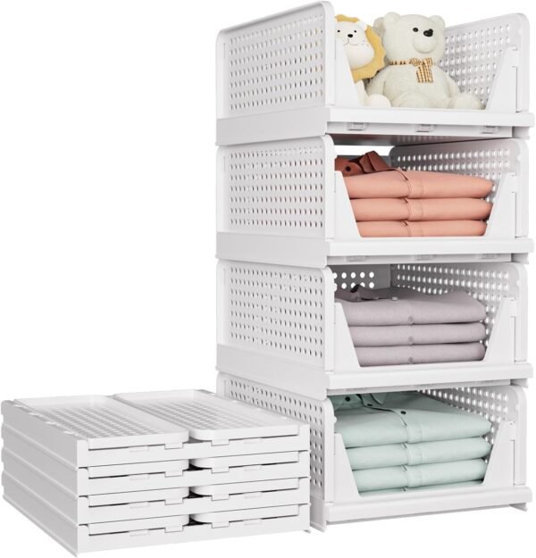 5-Pack Stackable Foldable Storage Baskets