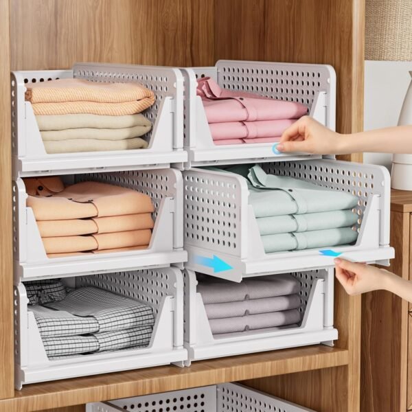 5-Pack Stackable Foldable Storage Baskets - Image 2