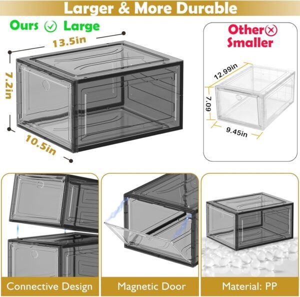 Clear Stackable Shoe Organizer, 6-Pack - Image 3