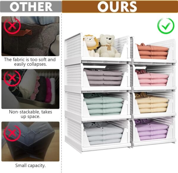 5-Pack Stackable Foldable Storage Baskets - Image 3