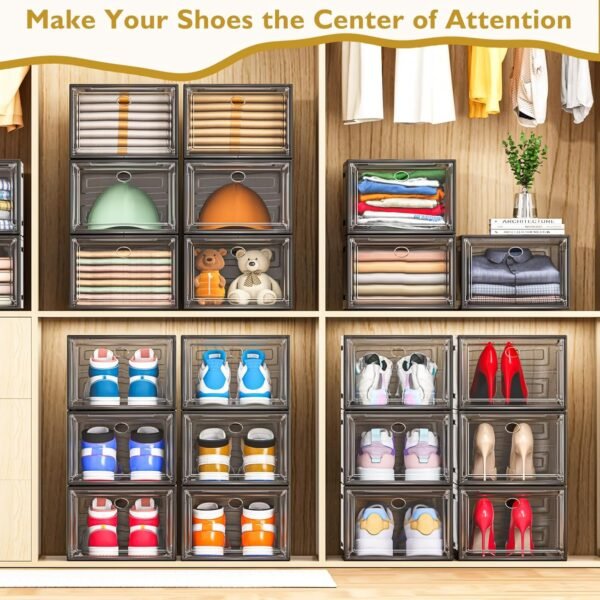 Clear Stackable Shoe Organizer, 6-Pack - Image 5