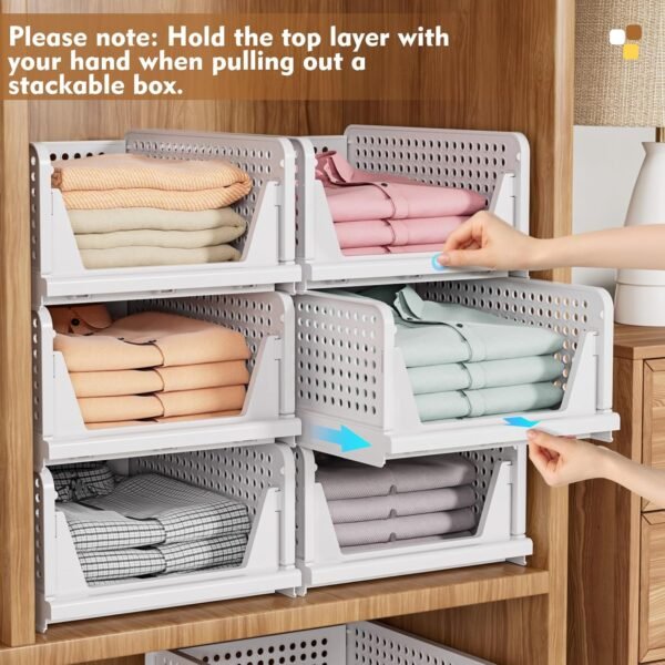 5-Pack Stackable Foldable Storage Baskets - Image 6