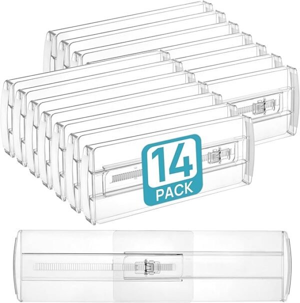 14-Pack Adjustable Clear Drawer Dividers