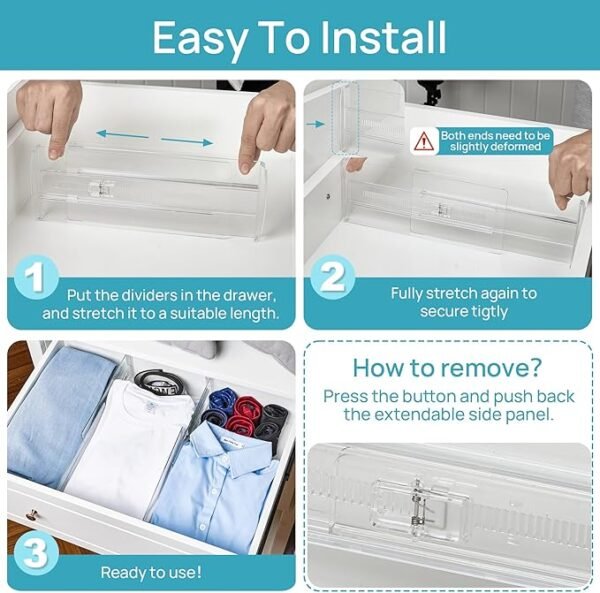 14-Pack Adjustable Clear Drawer Dividers - Image 5
